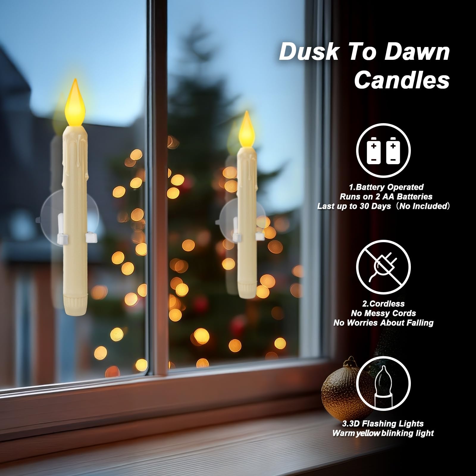 Meigic dawn to dusk window candle with flicker for cozy evenings