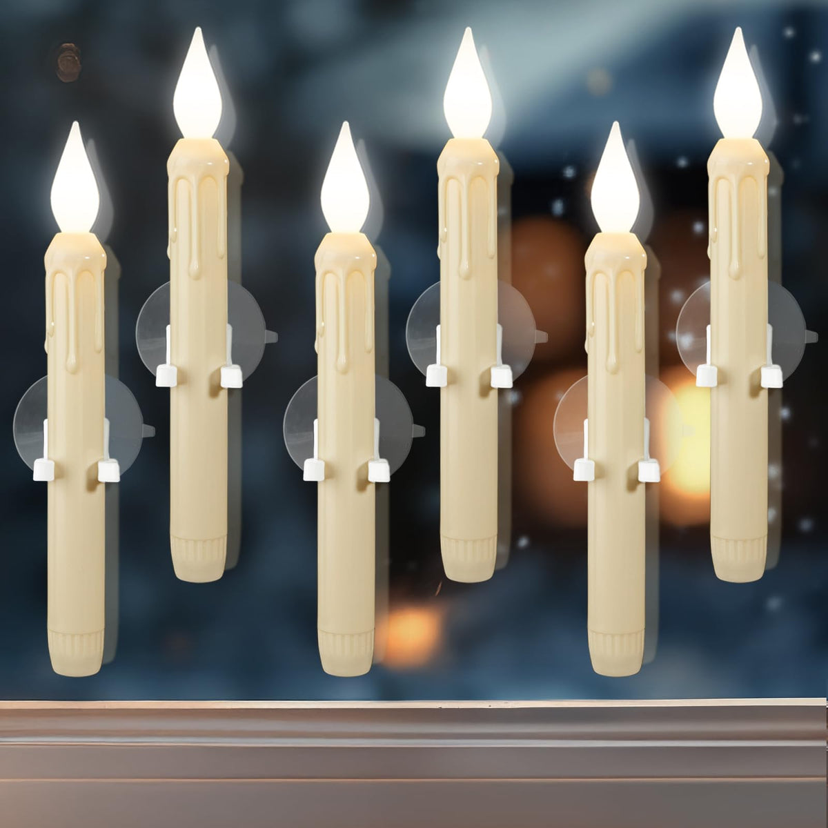 Meigic dawn-to-dusk window candle with sensor for automatic illumination