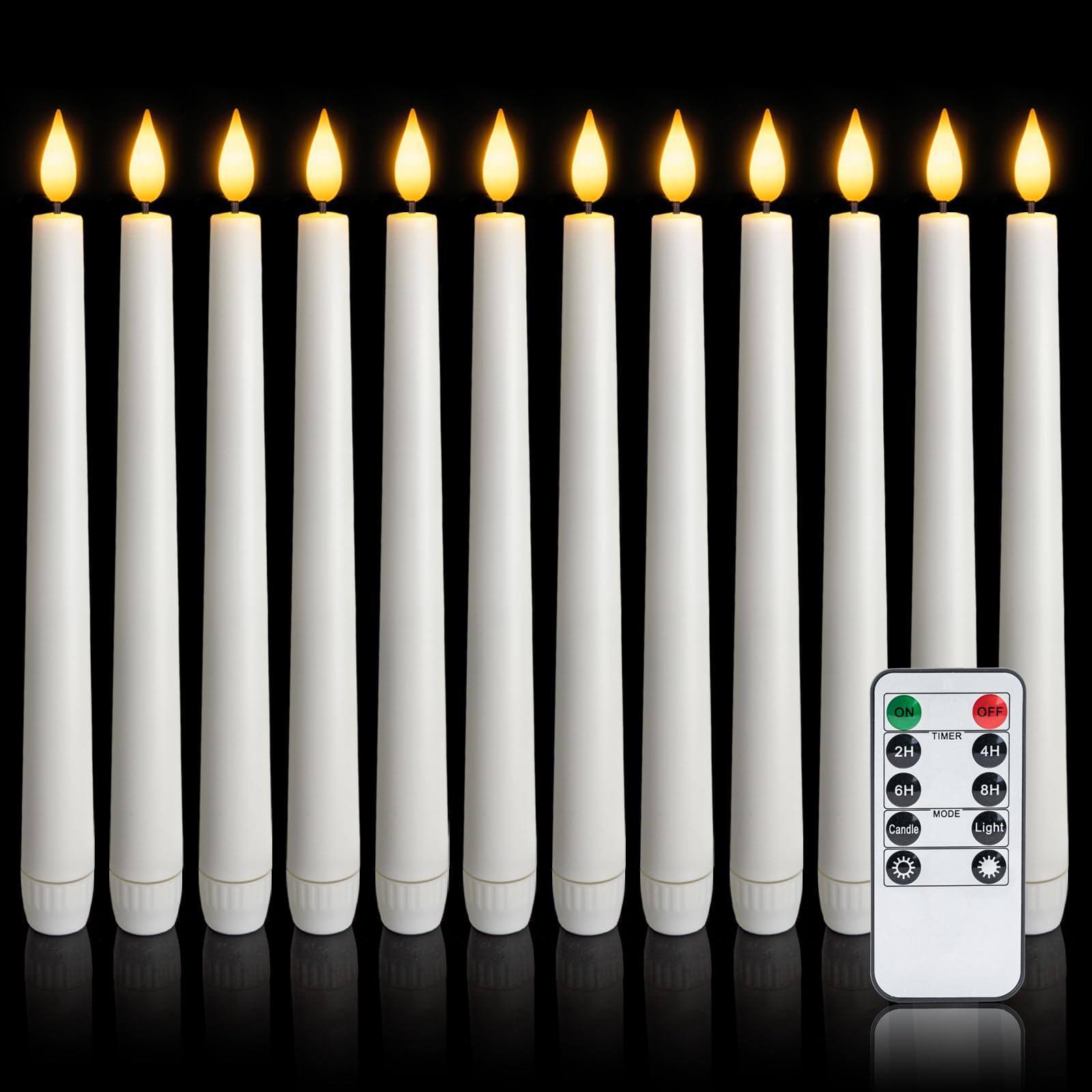 Meigic flameless taper candle with remote for safe, long-lasting window decor.
