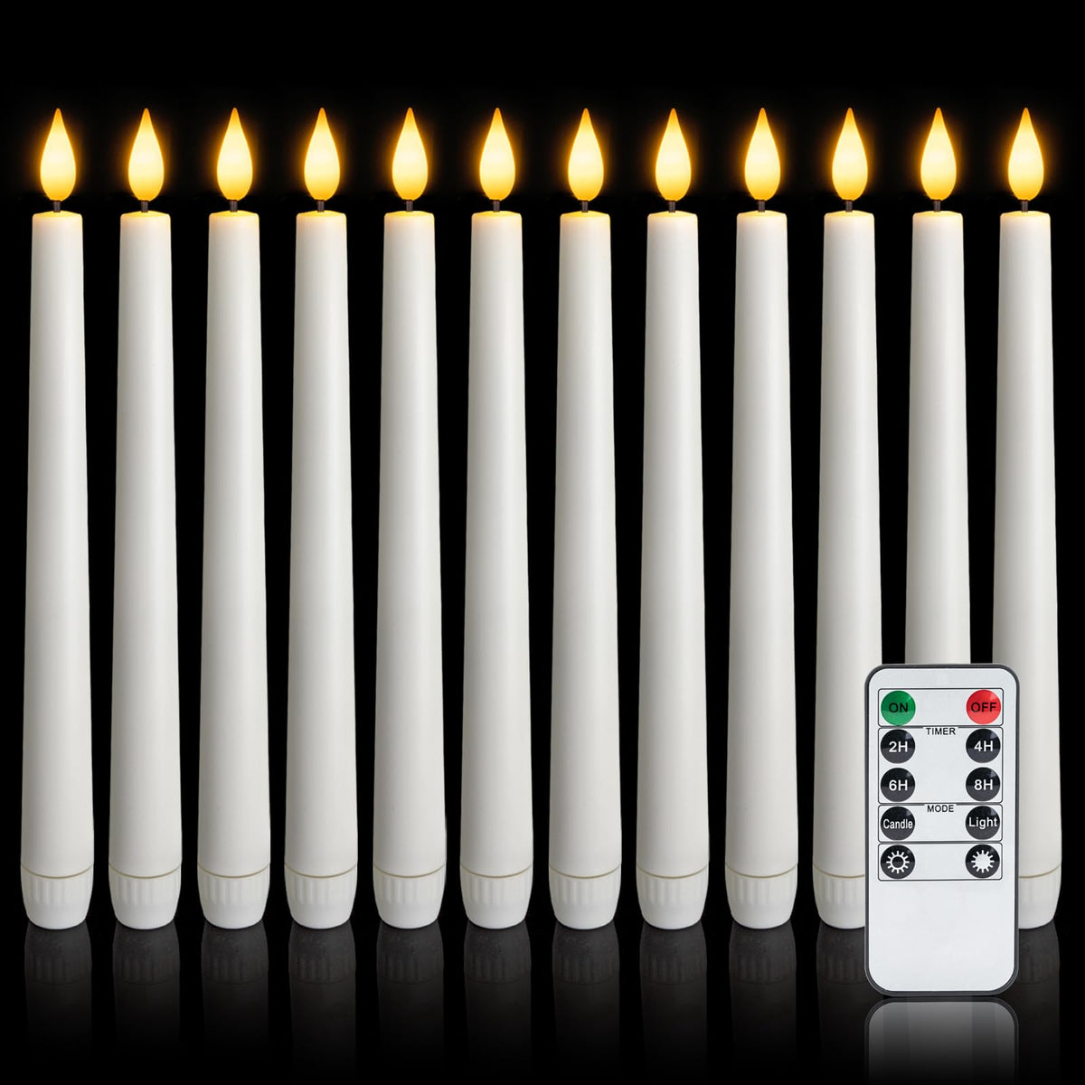 Meigic flameless taper candle with remote for safe, long-lasting window decor.
