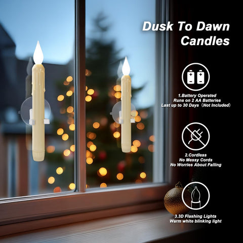 Meigic window candle with suction cup securely attaches to glass