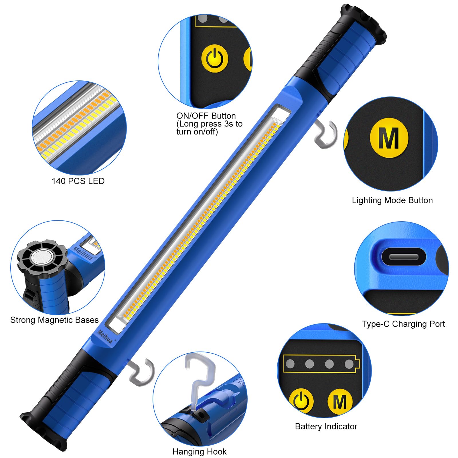 MEIHUA work light offers four modes for versatile illumination scenarios.