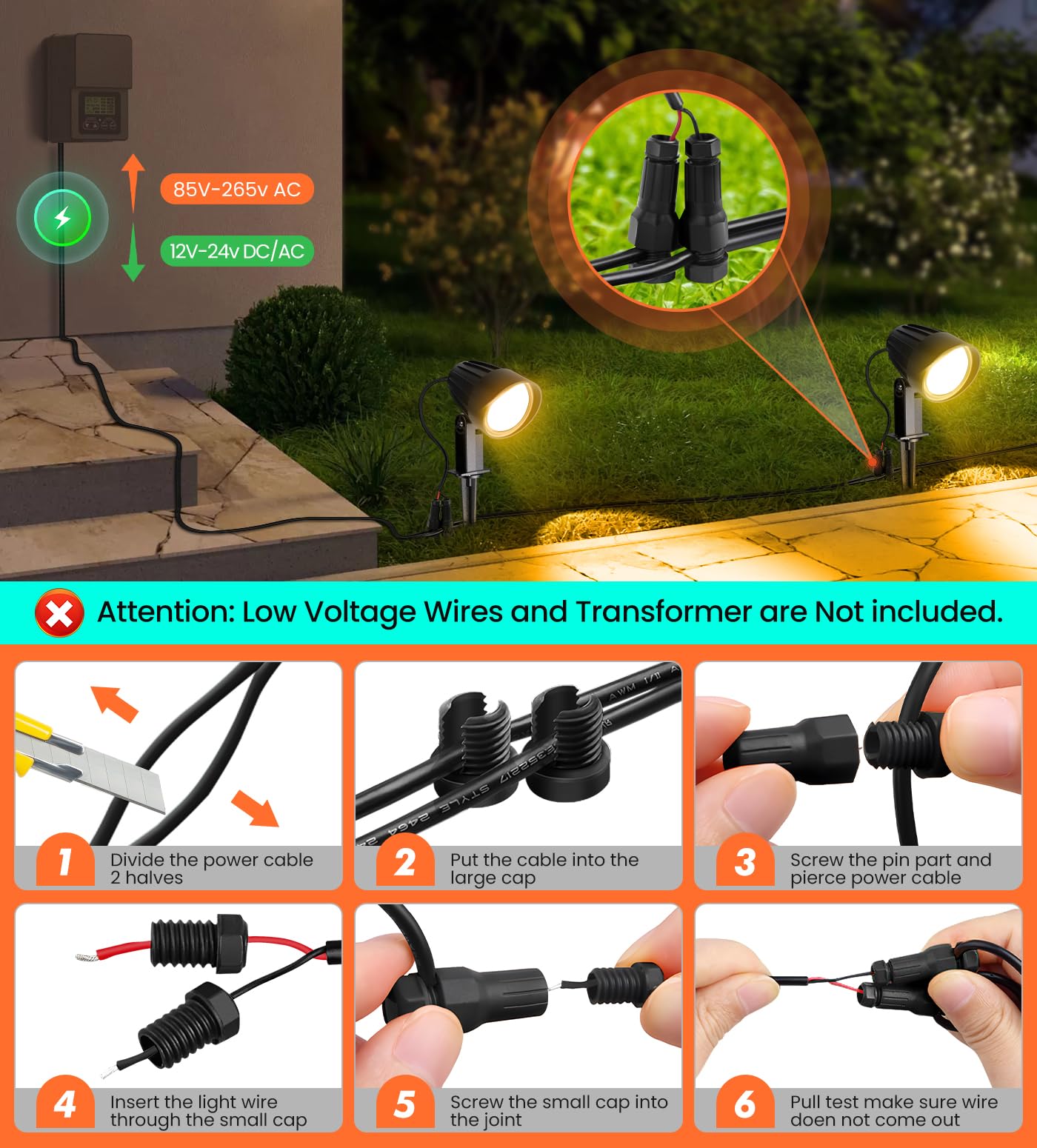 MEIKEE 800 lumen path light brightening a walkway