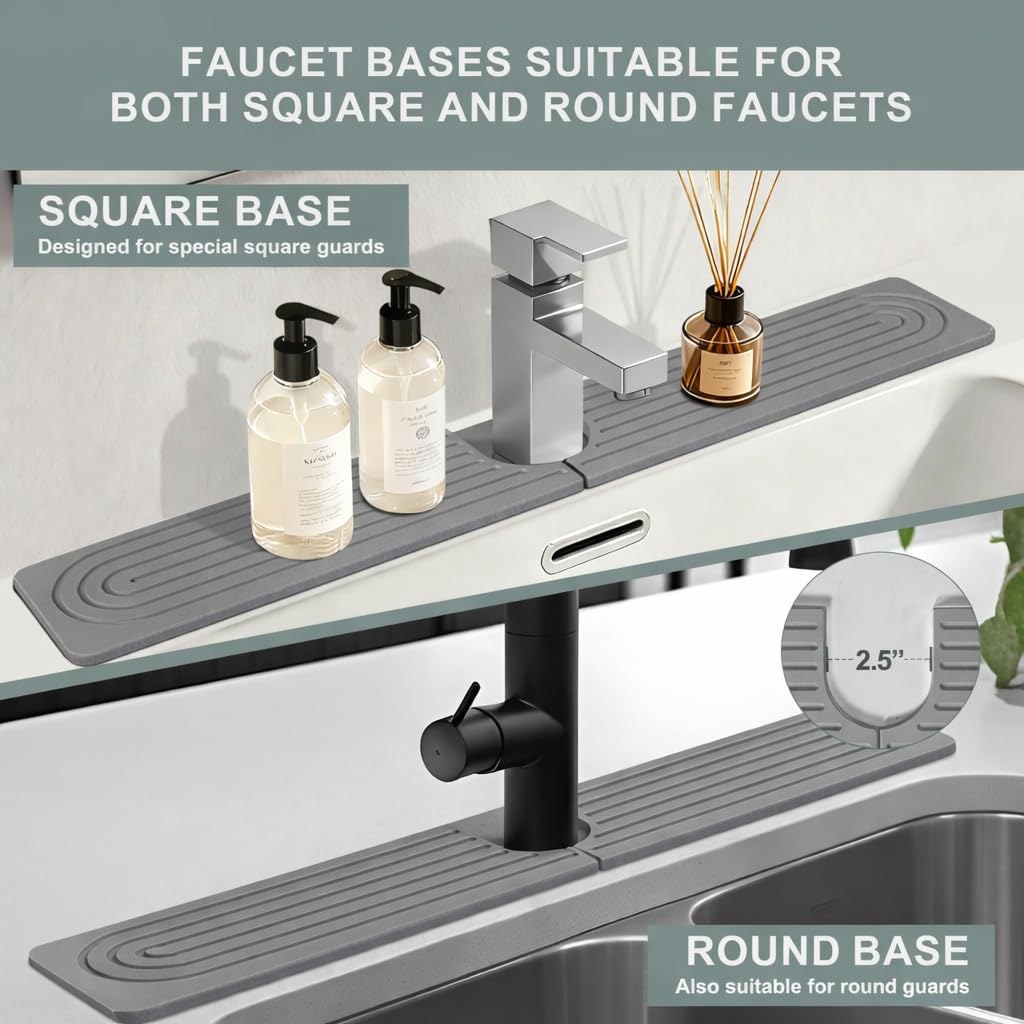 Meiliweser dark gray stone finish complements modern kitchens and baths.