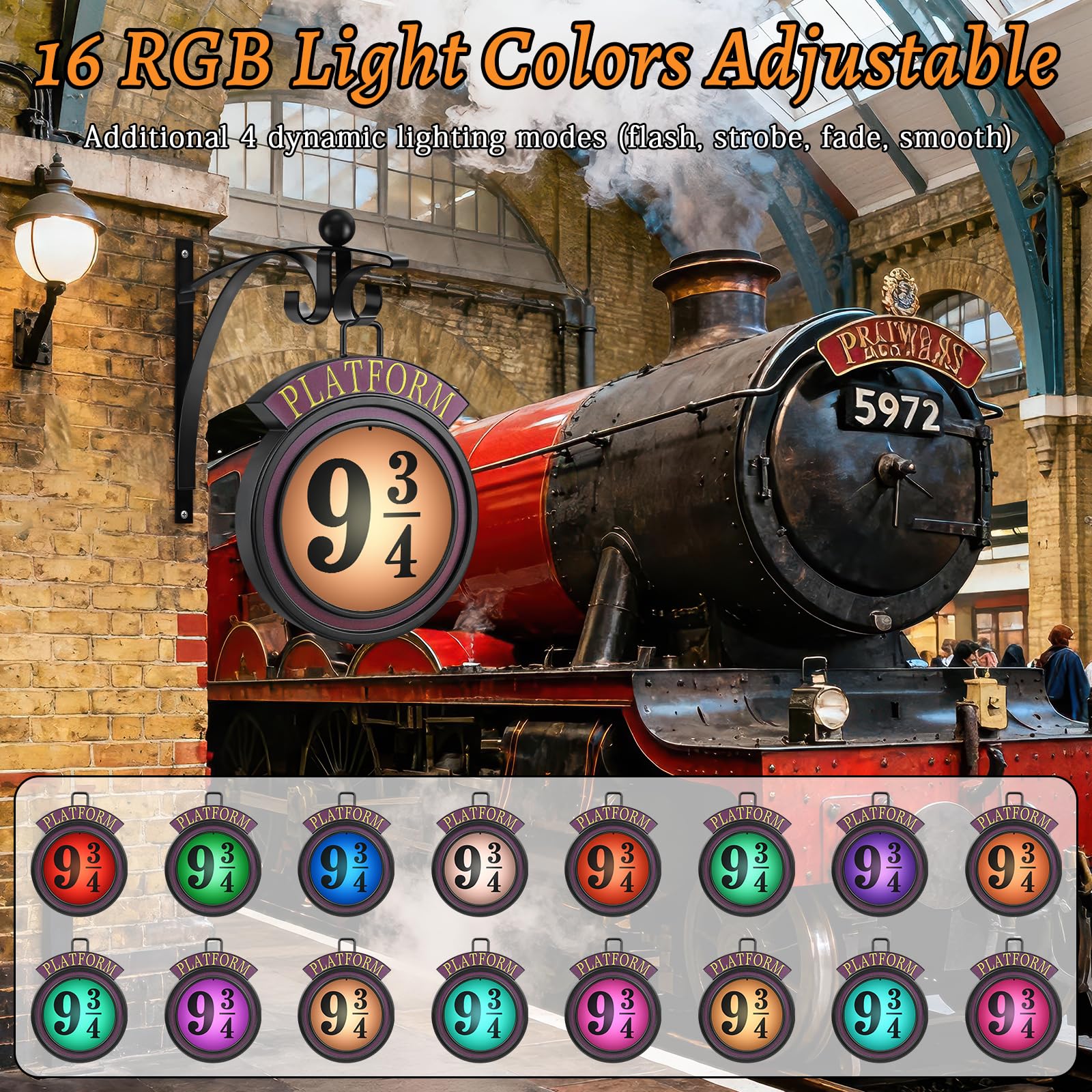 MEINV Platform 9 3/4 LED lamp offers 16 colors for mood lighting