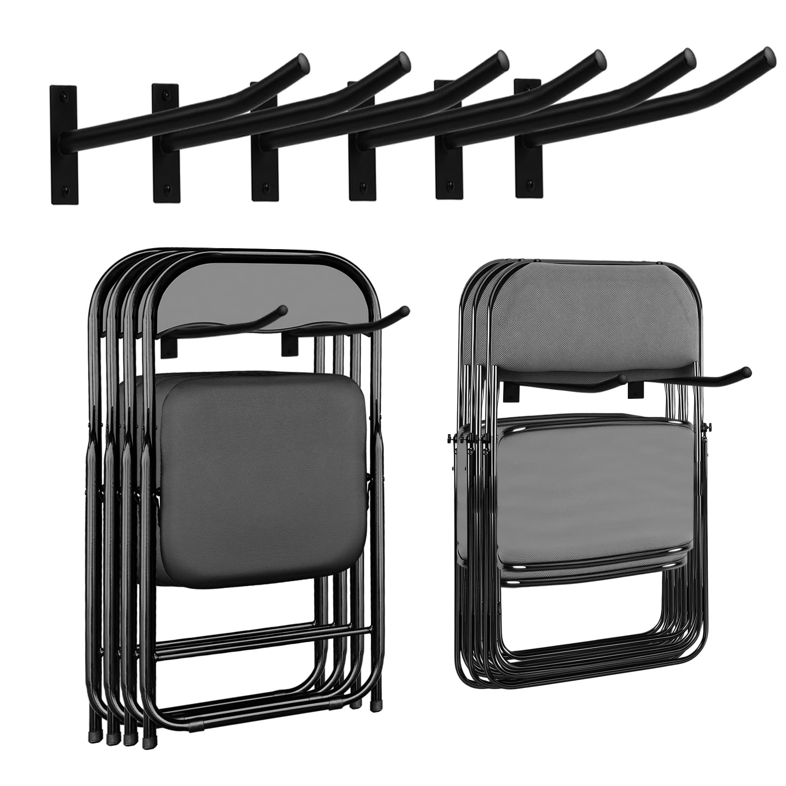 MEIPEIQIZHI garage storage wall-mount 3-pack keeps chairs organized and accessible.