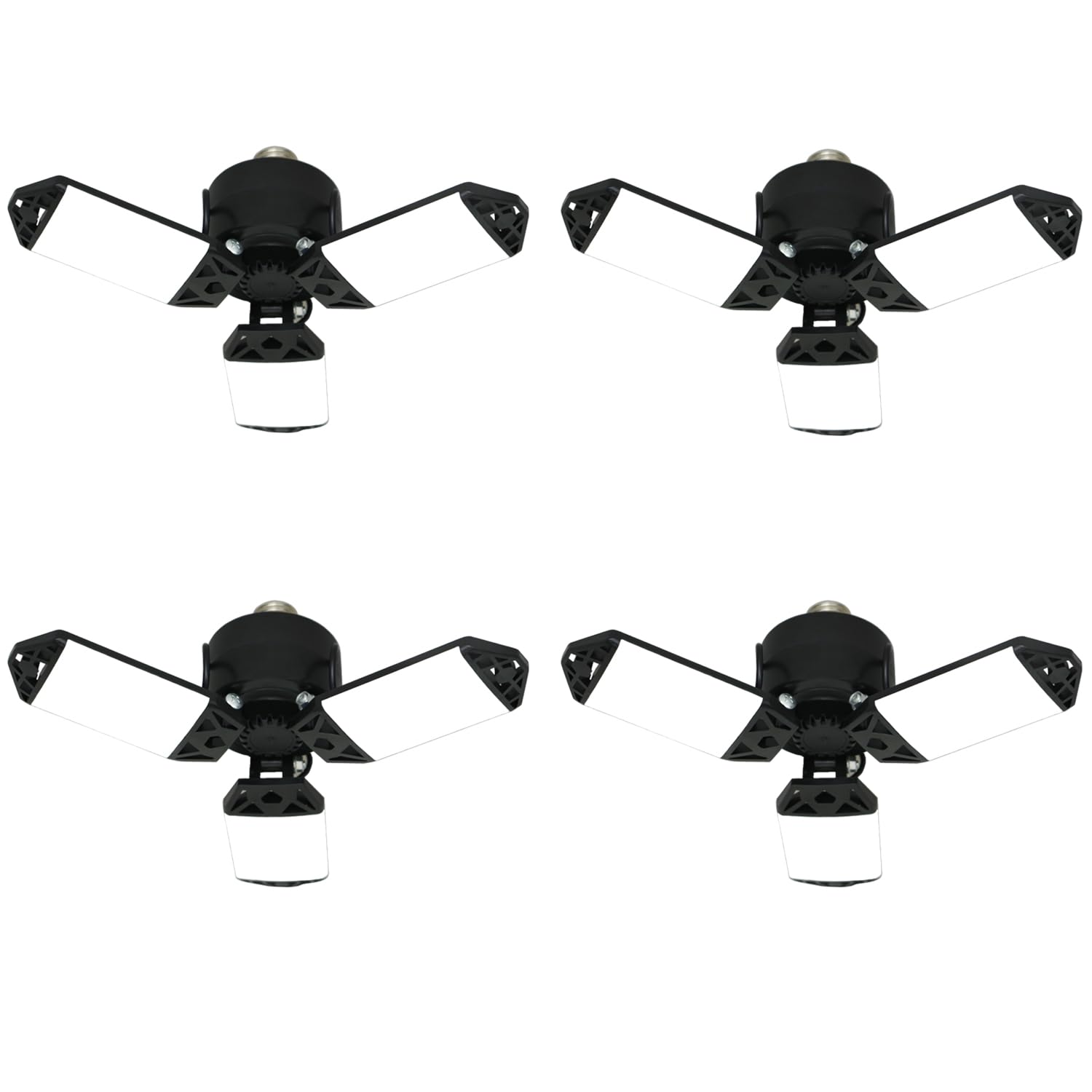 Meiqils LED garage light with three adjustable panels for customizable coverage.