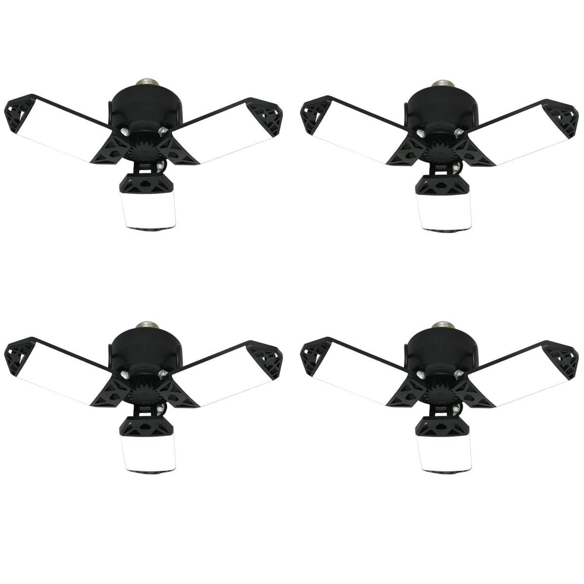 Meiqils LED garage light with three adjustable panels for customizable coverage.