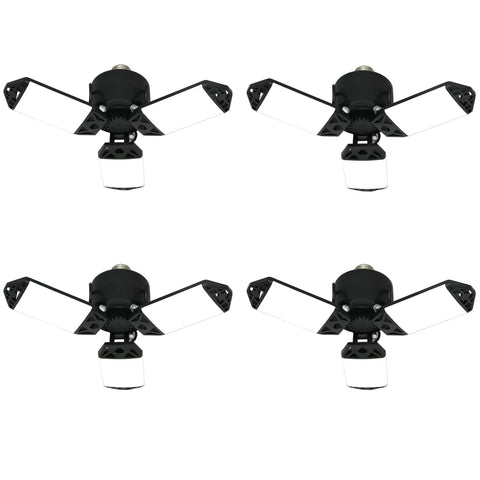 Meiqils LED garage light with three adjustable panels for customizable coverage.