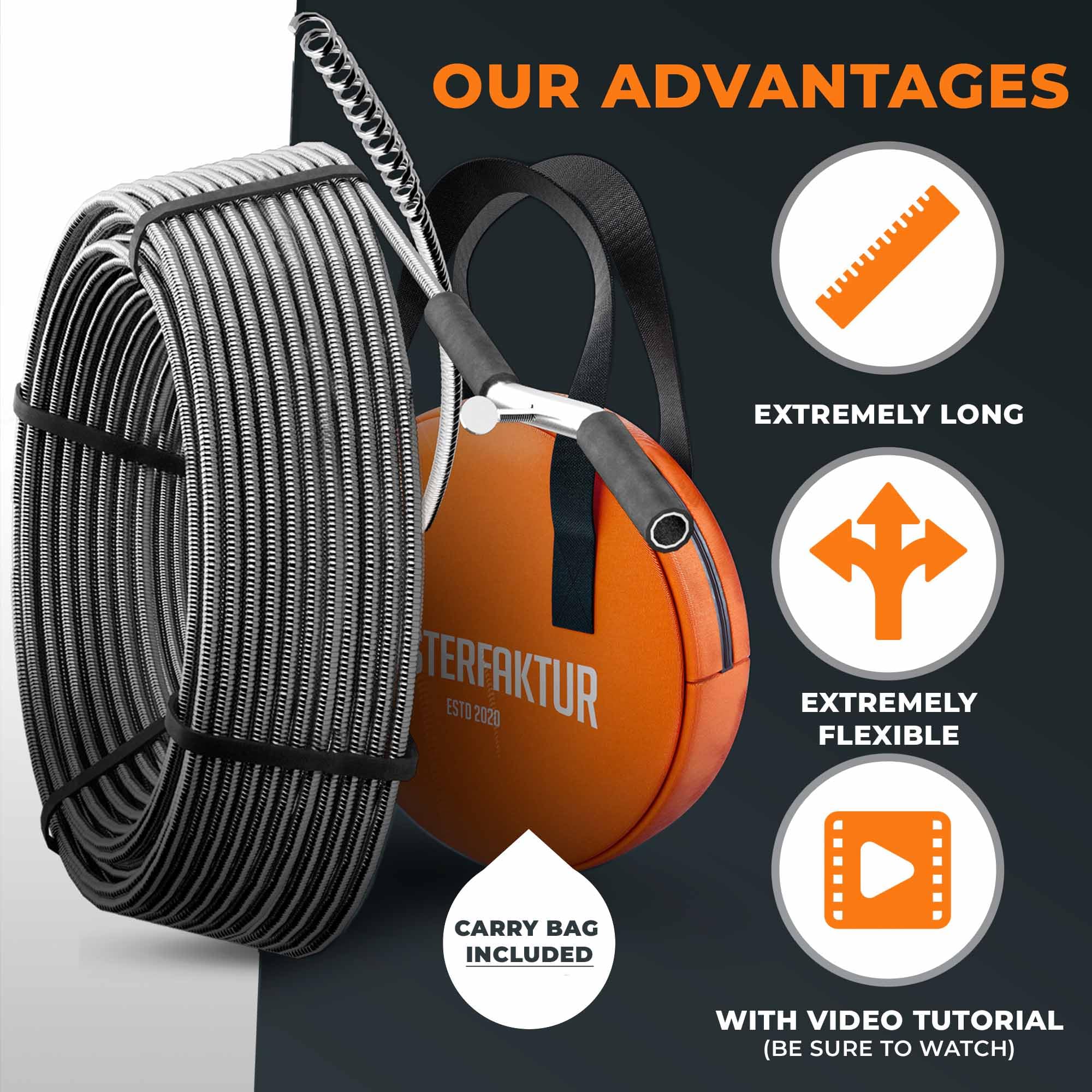 Meisterfaktur eco-friendly design avoids harsh chemicals during clog removal.