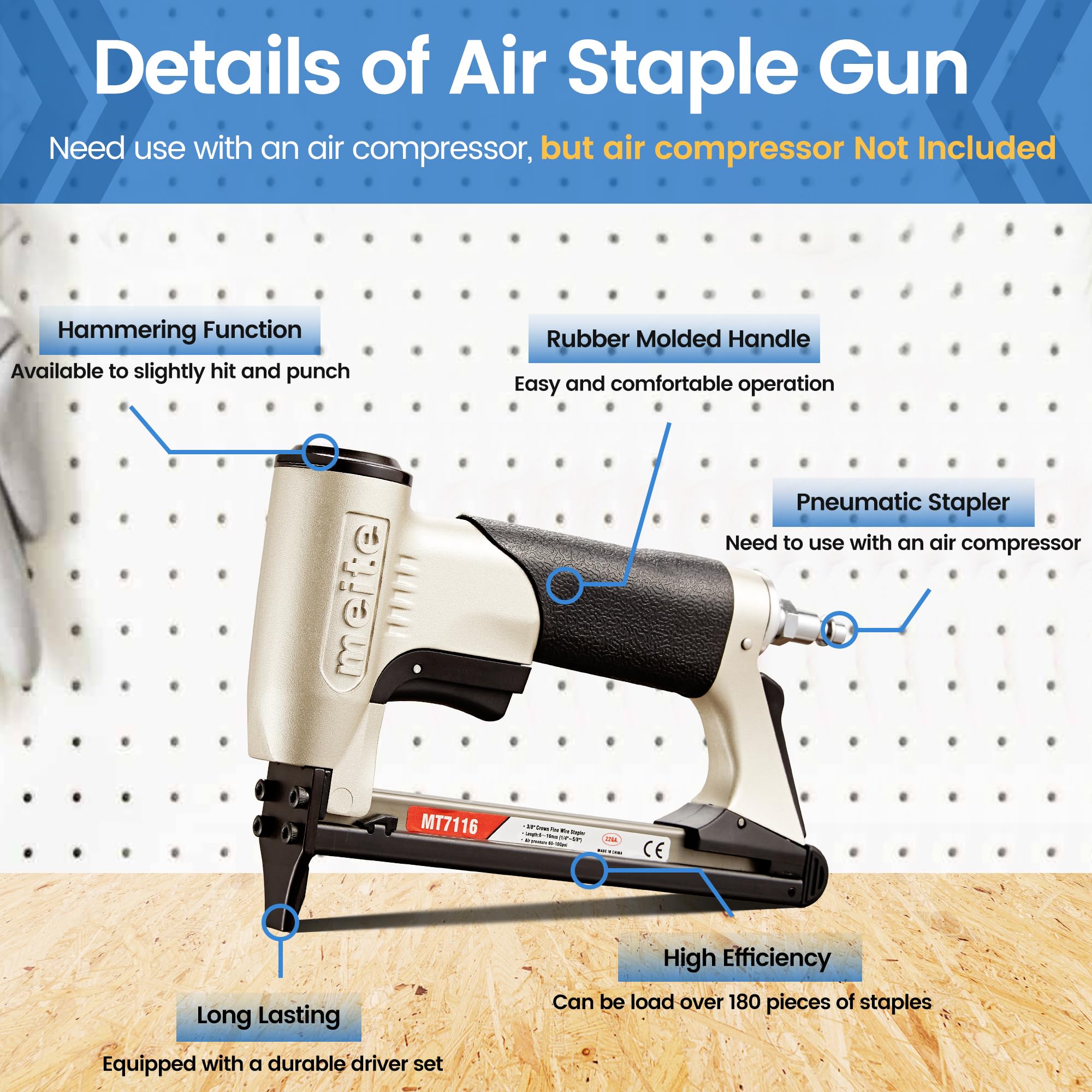 Meite MT7116 71-series 1/4 to 5/8 inch staple length