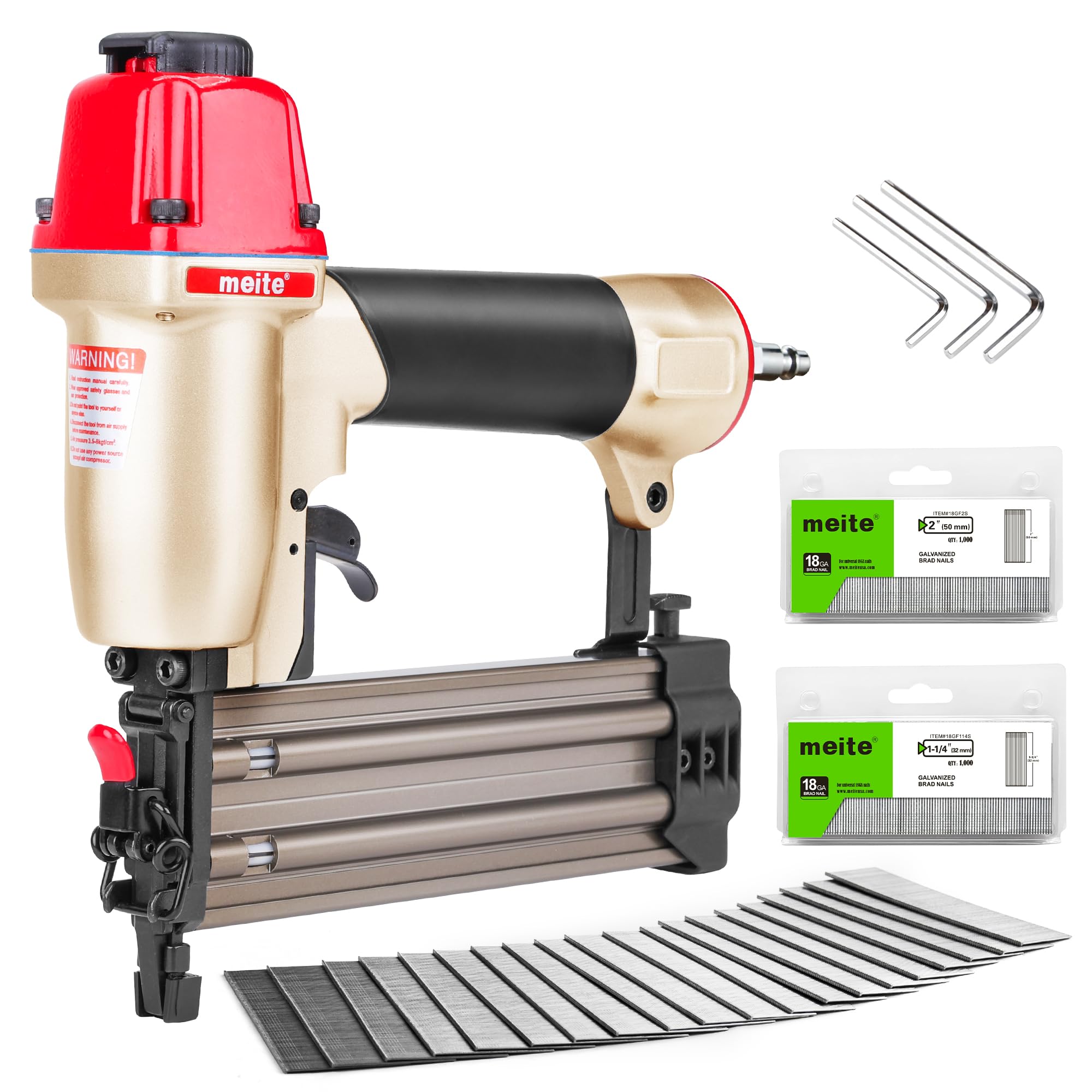 Meite F50C brad nailer body offers compact, balanced grip for precise trim work