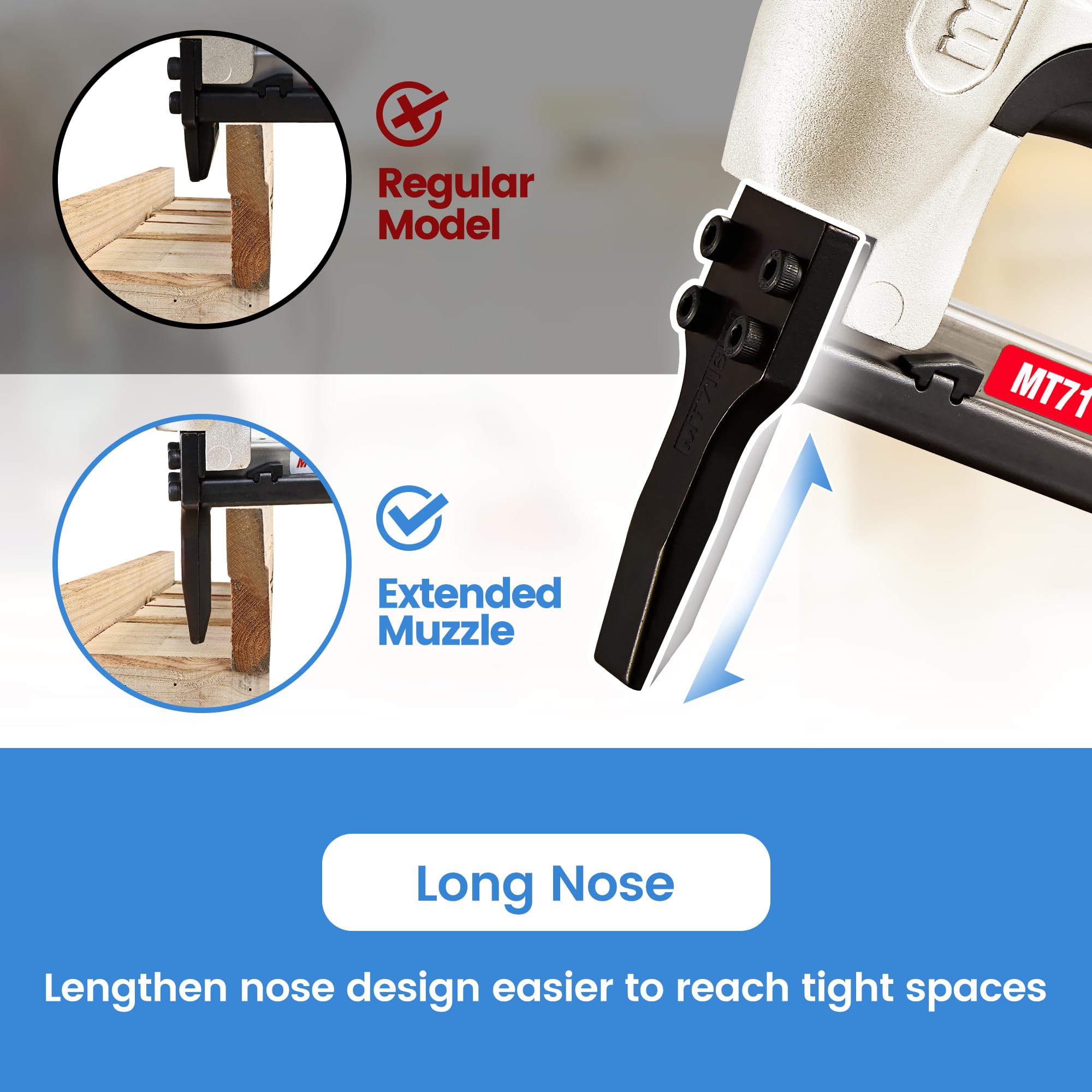 Meite MT7116LN ergonomic handle provides comfortable grip during extended use.