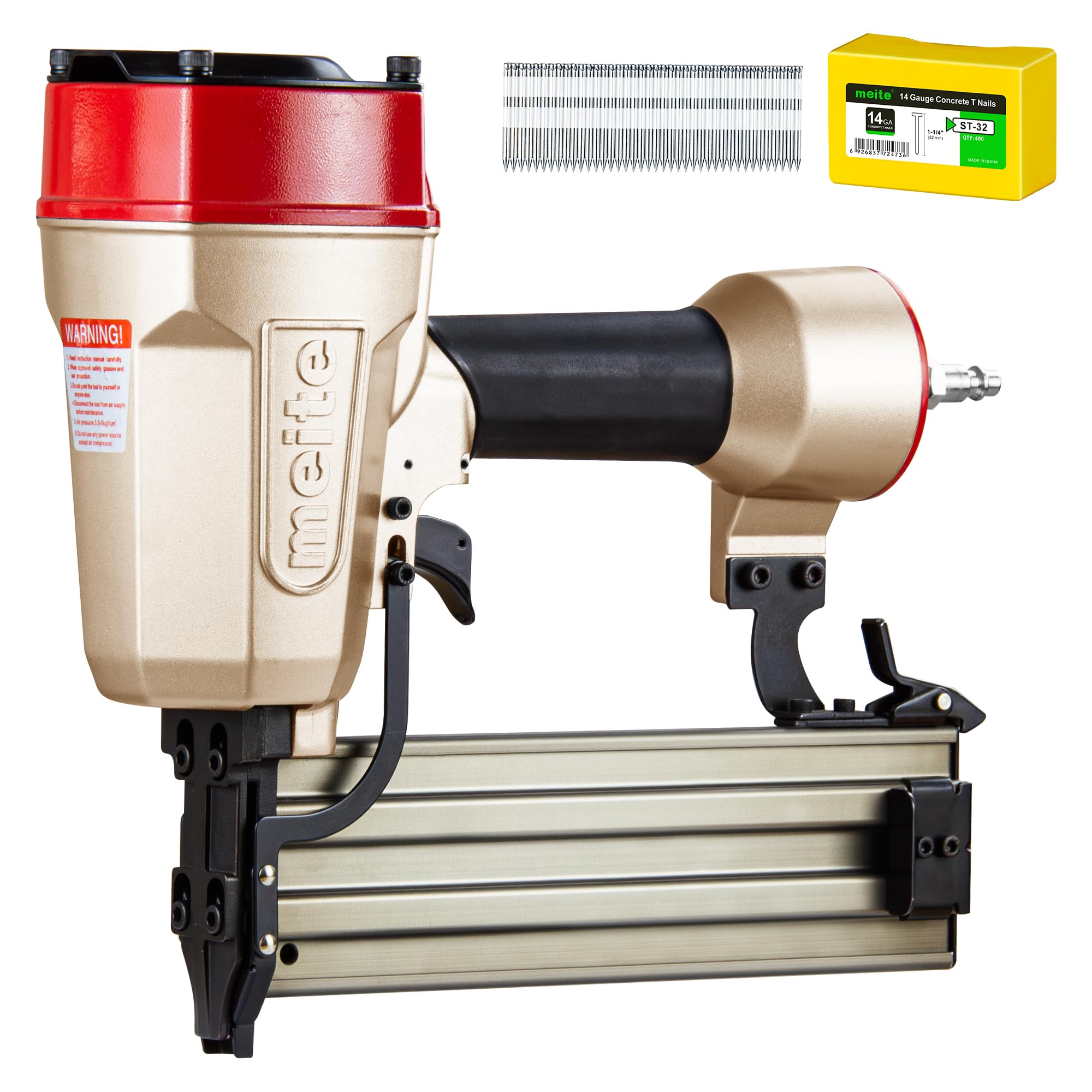 Meite ST64E nail gun on site ready for precise concrete nailing
