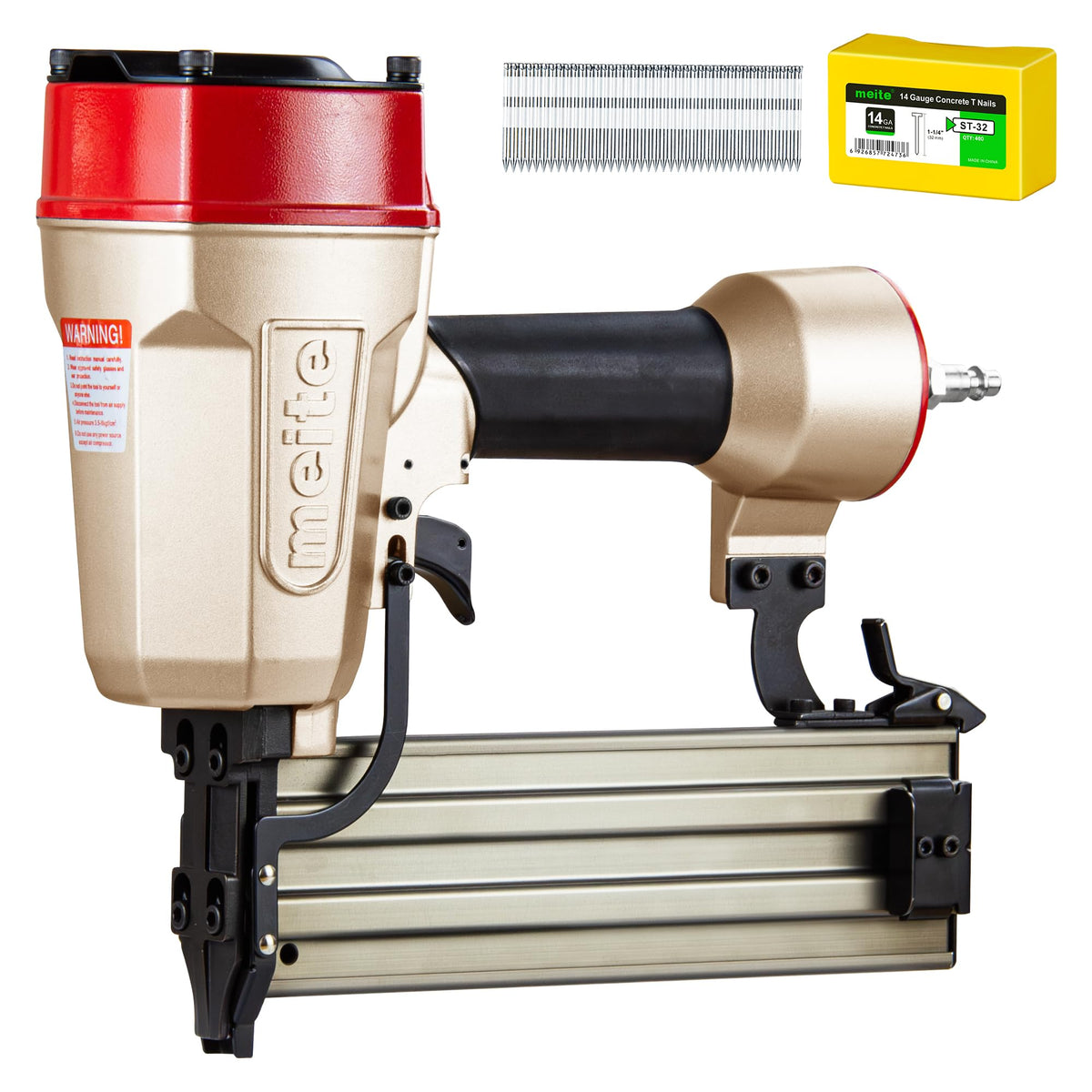 Meite ST64E nail gun on site ready for precise concrete nailing