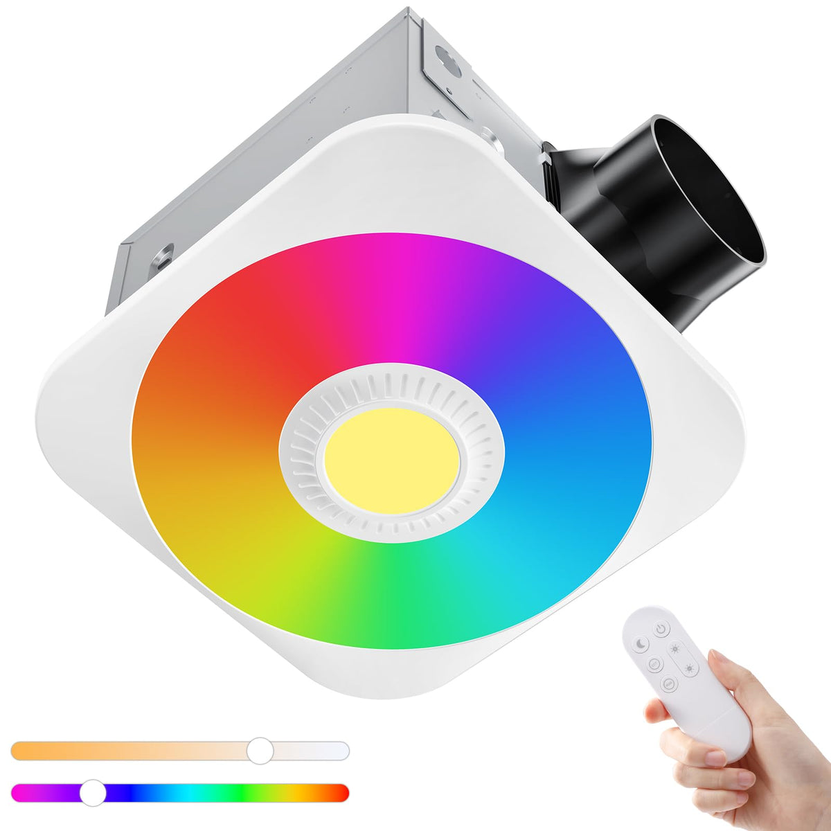 MEIUOI bathroom exhaust fan front view, compact ceiling unit for efficient moisture control.