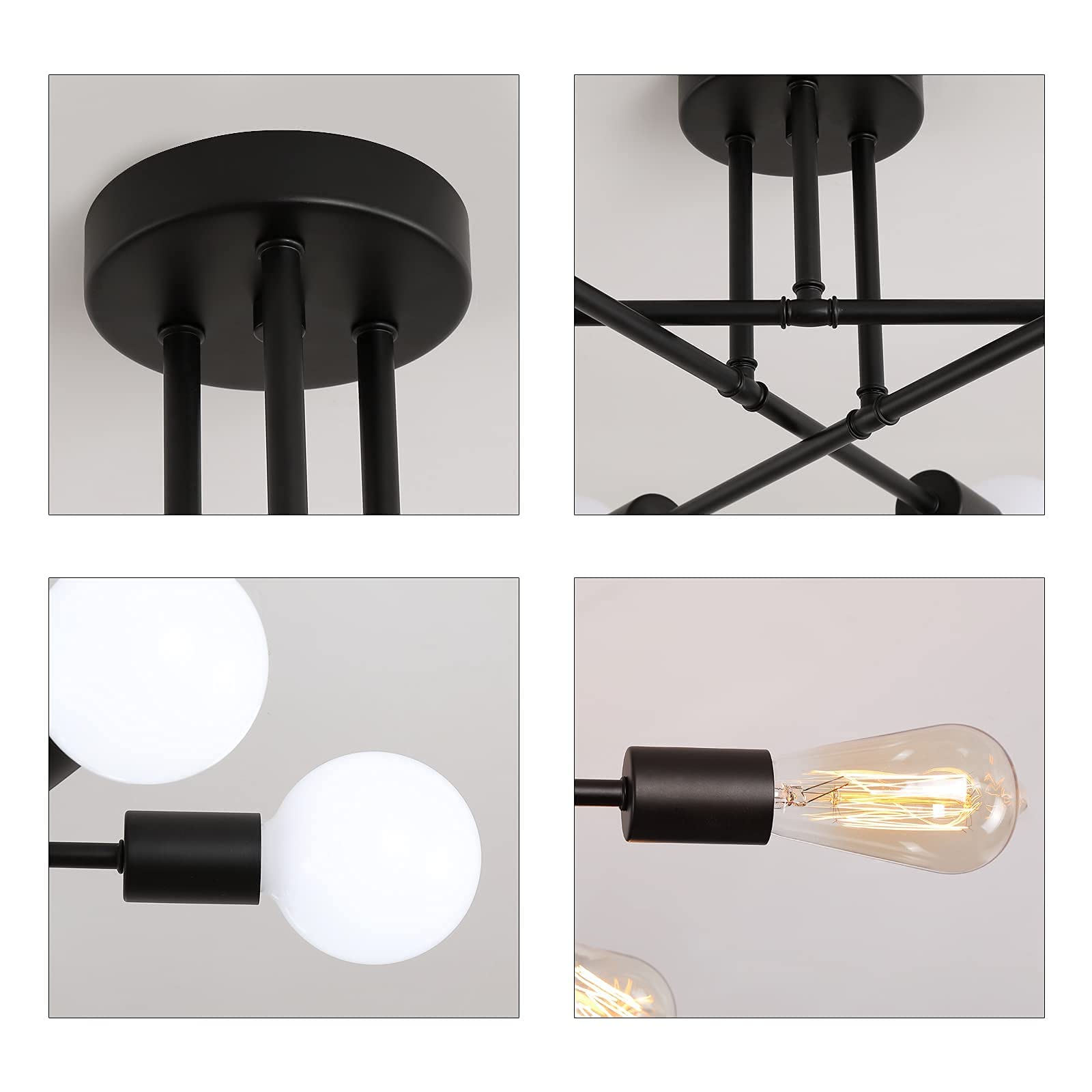 MEIXISUE six-light fixture accepts LED bulbs for energy-efficient illumination.