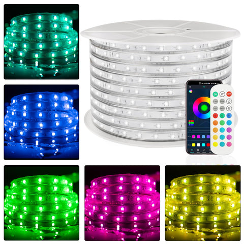Meiying 60ft outdoor rope lights for waterproof deck lighting and ambiance.