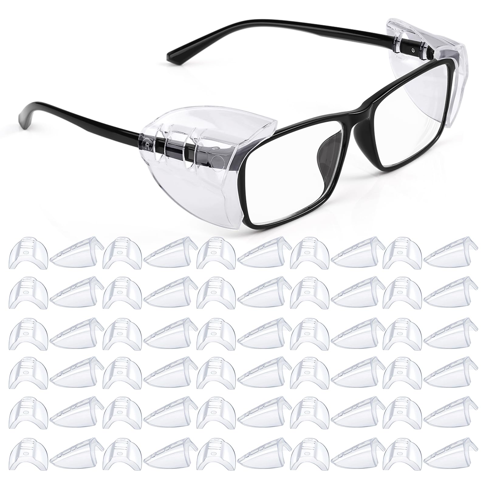 Melasa side shields clip onto prescription glasses for enhanced peripheral protection.