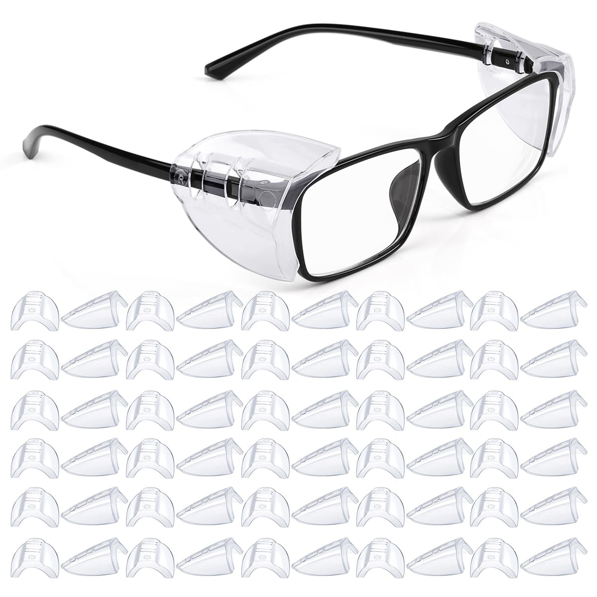 Melasa side shields clip onto prescription glasses for enhanced peripheral protection.