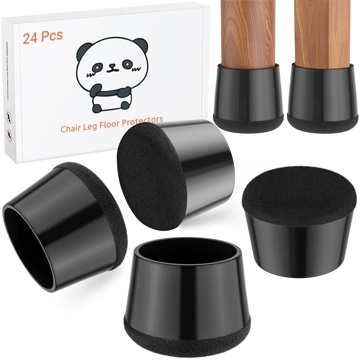 Meldel chair leg protectors with 360° wrap bottom protect hardwood floors and reduce noise