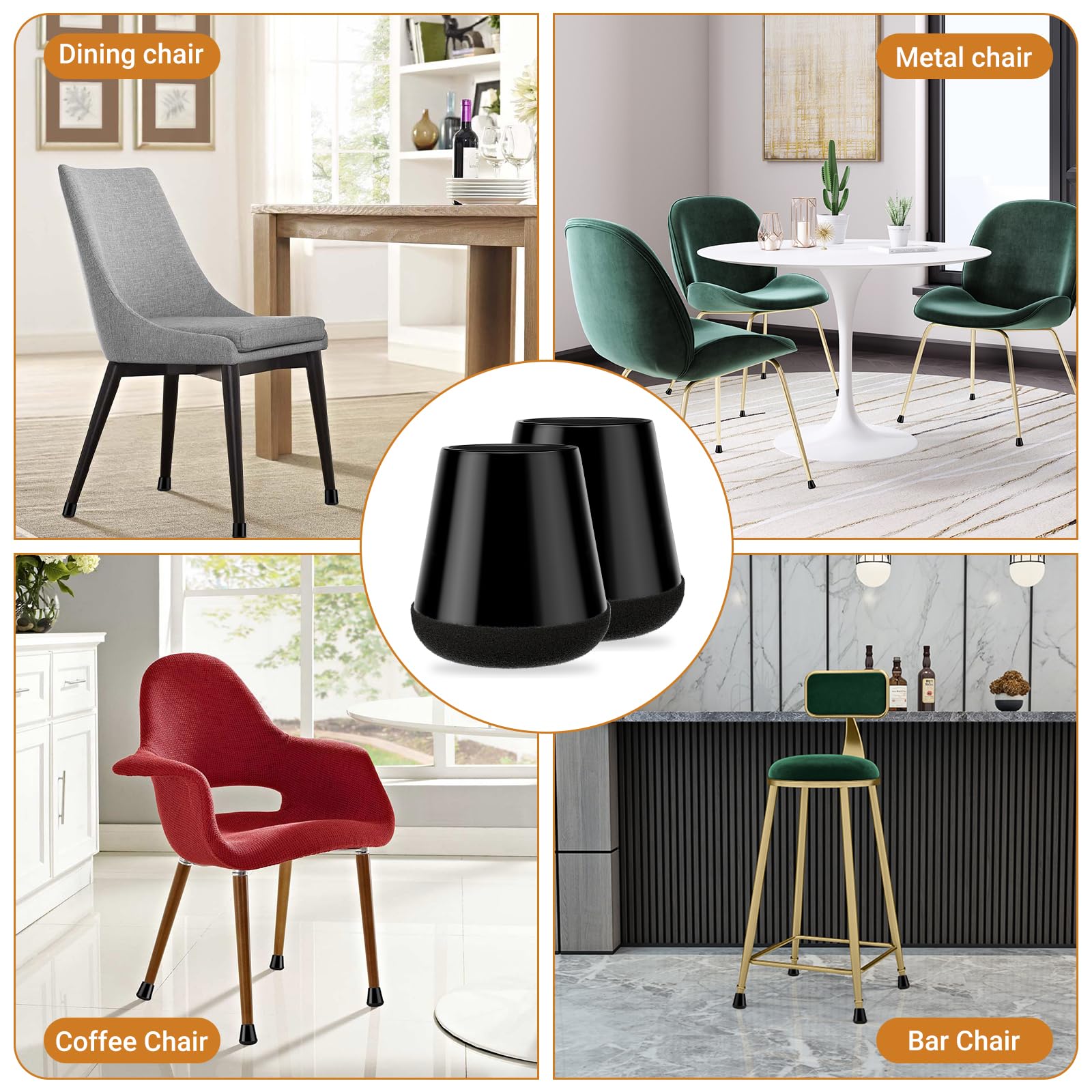 Meldel dining chair leg protector on hardwood floor guarding surface