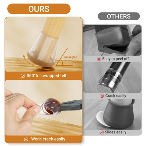 Meldel easy install chair leg cap reduces movement and noise