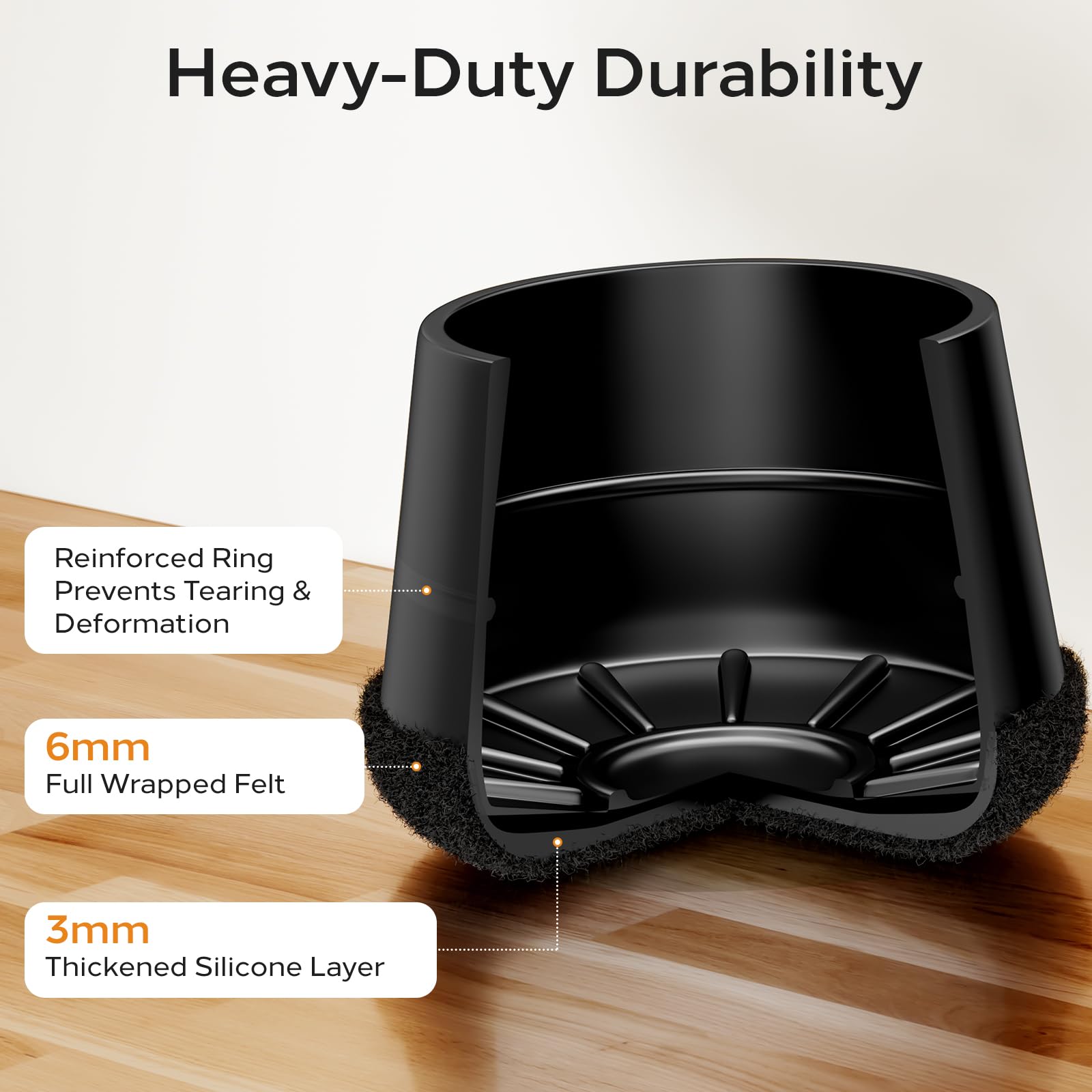 Meldel size guide helps you pick the right chair-leg protector