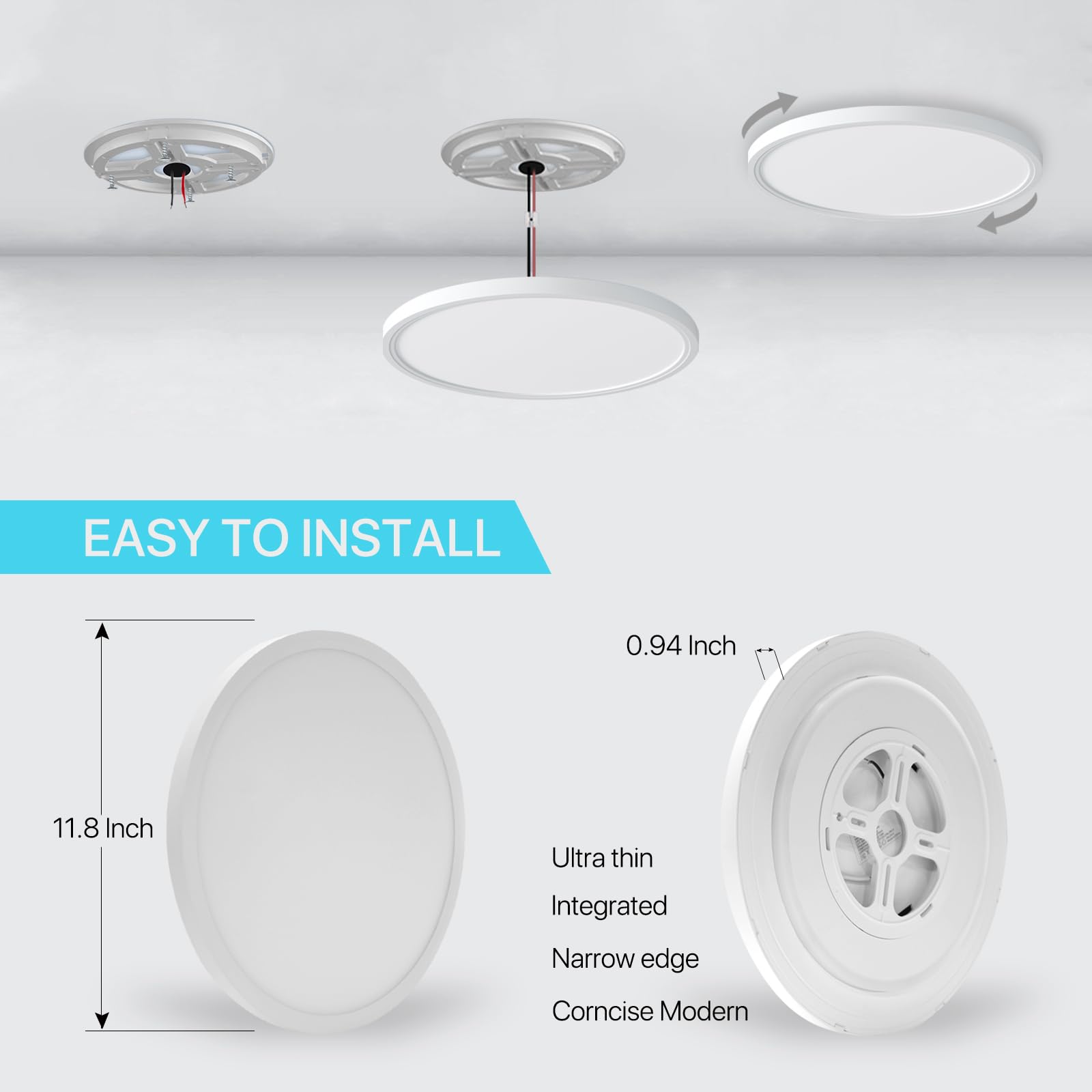 Melegen 12-inch dimmable ceiling light offers warm to cool white 2700K-6500K.