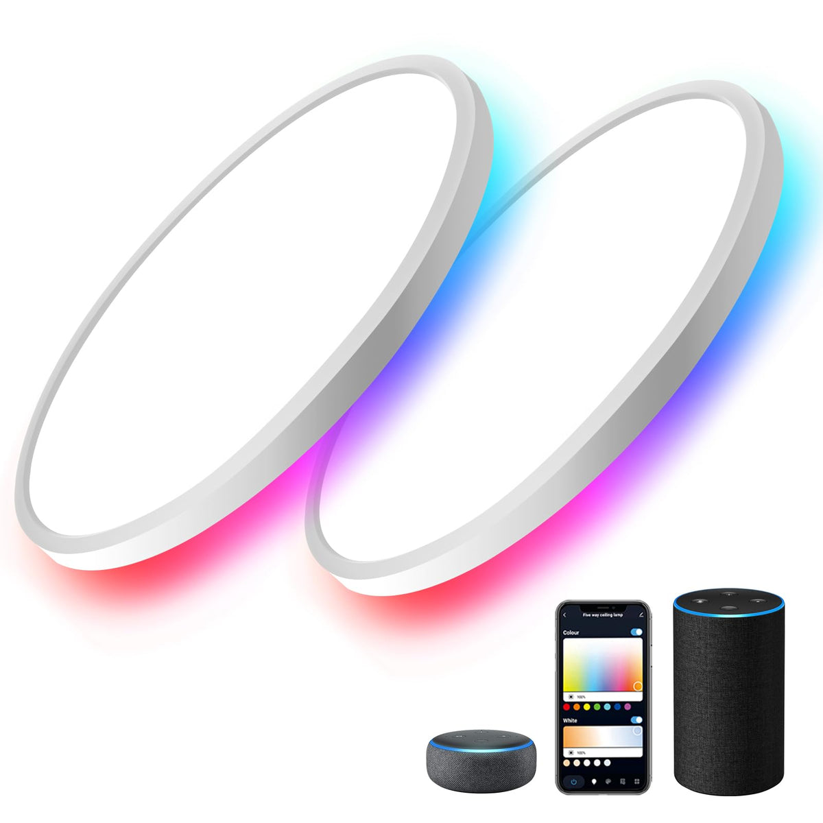 Melegen RGB smart ceiling light front view with adjustable color temperature for versatile lighting.