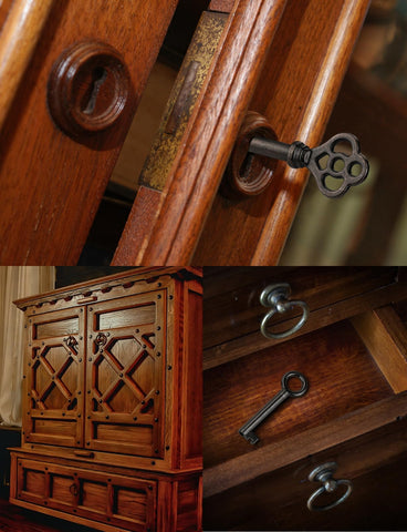 Antique cabinet using Mellbree keys across various old locks