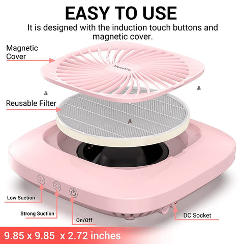 MelodySusie nail dust collector magnetic cover and reusable filter for easy cleaning