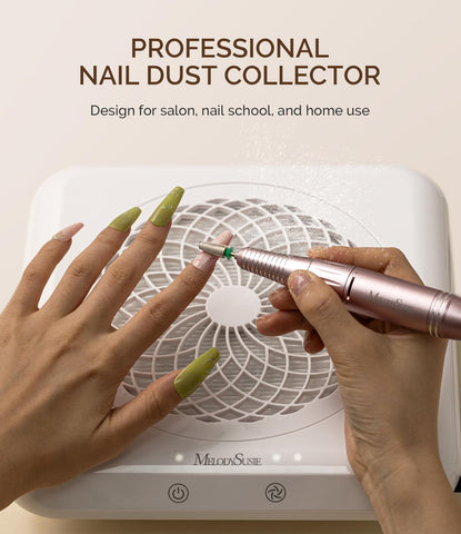MelodySusie nail dust collector side panel showing touch control for adjustable suction