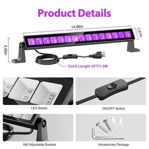 Meloght black light bar ceiling-mount for overhead stage lighting
