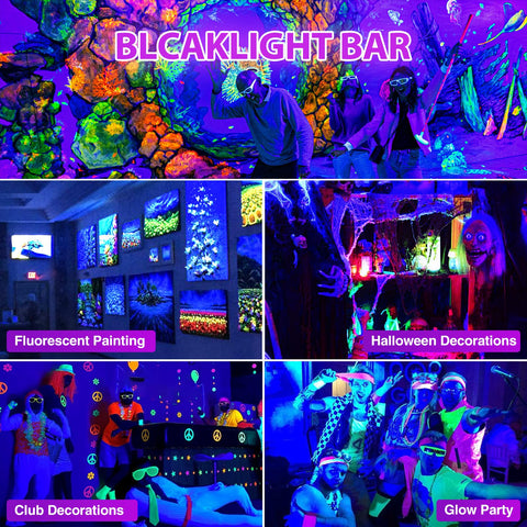 Meloght fluorescent body paint display under ultraviolet light