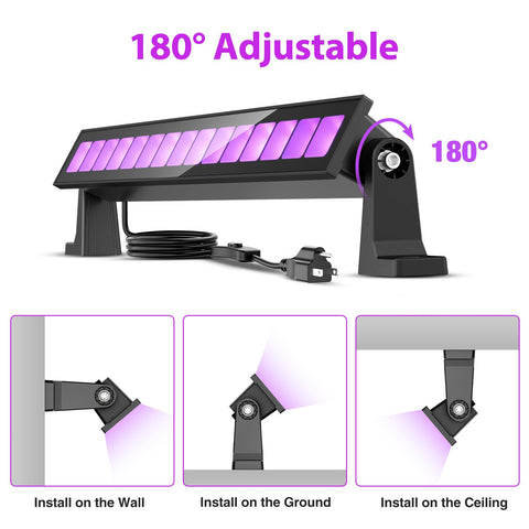 Meloght glow party setup with black light demonstrates neon effects