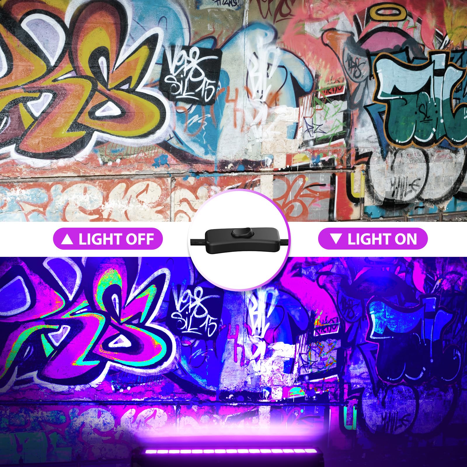 Meloght IP66 waterproof black light bar highlights outdoor fluorescence