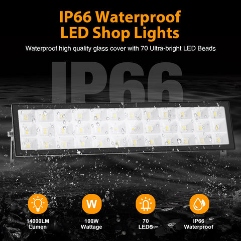 Meloght LED flood light 100W delivering clear 6500K daylight for tasks.