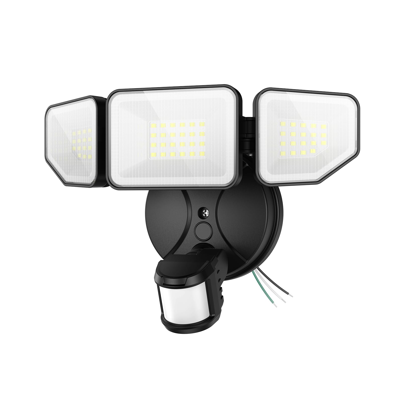 Meloght outdoor flood light front view for enhanced perimeter visibility.
