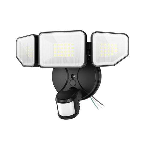 Meloght outdoor flood light front view for enhanced perimeter visibility.