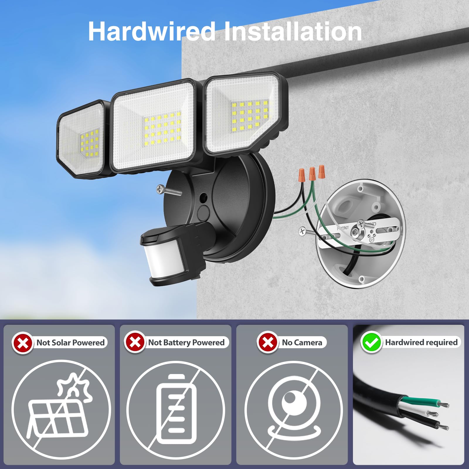 Meloght 65W flood light at night delivers bright 6500LM coverage.