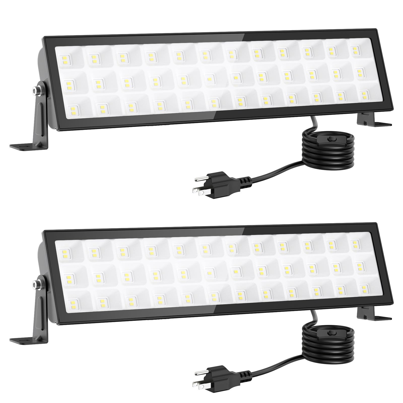 Meloght shop lights 2-pack illuminating a busy workshop with bright daylight brightness.