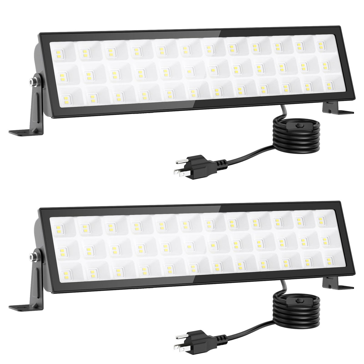 Meloght shop lights 2-pack illuminating a busy workshop with bright daylight brightness.