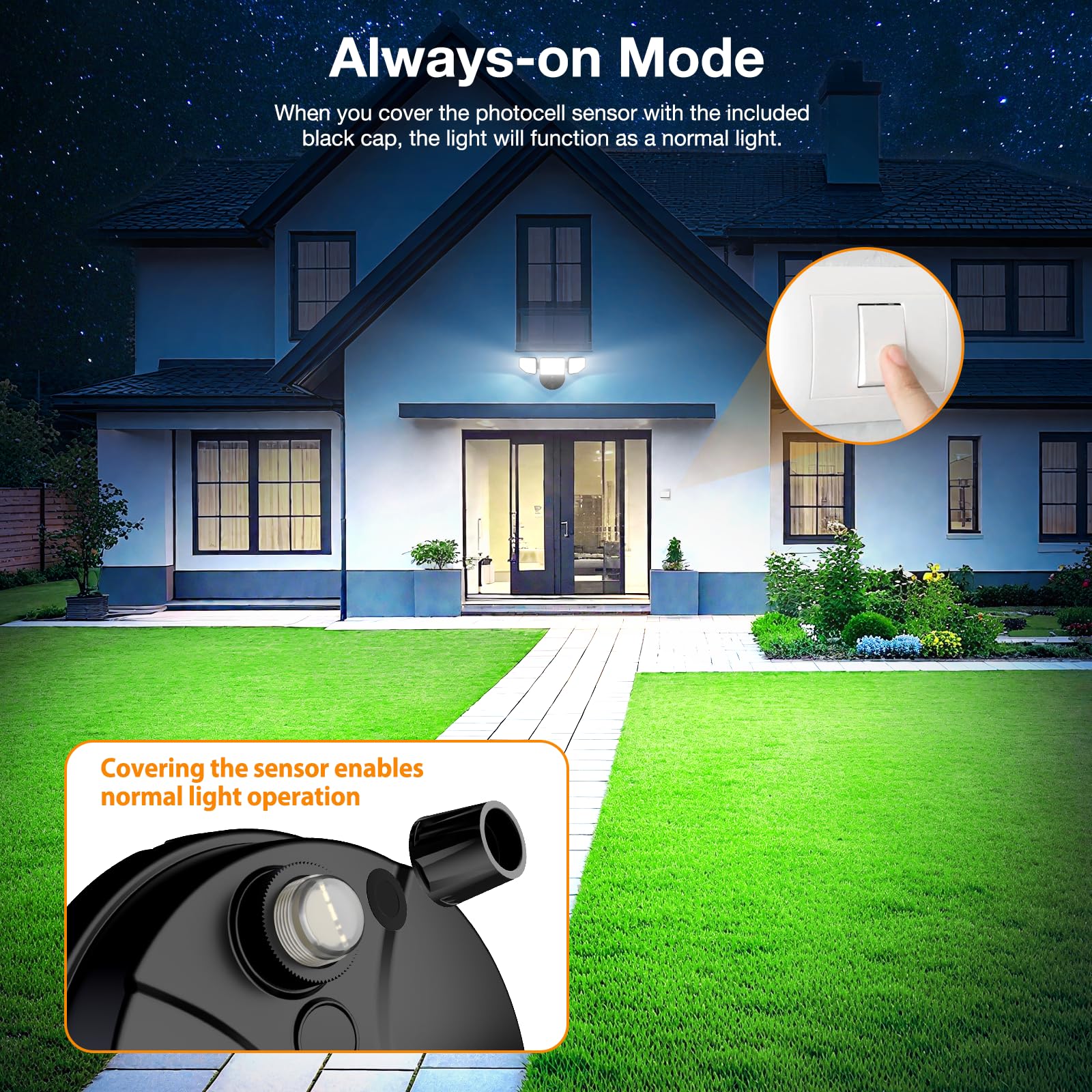 Meloght three-head adjustable LED light lets you target entryways and corners precisely.