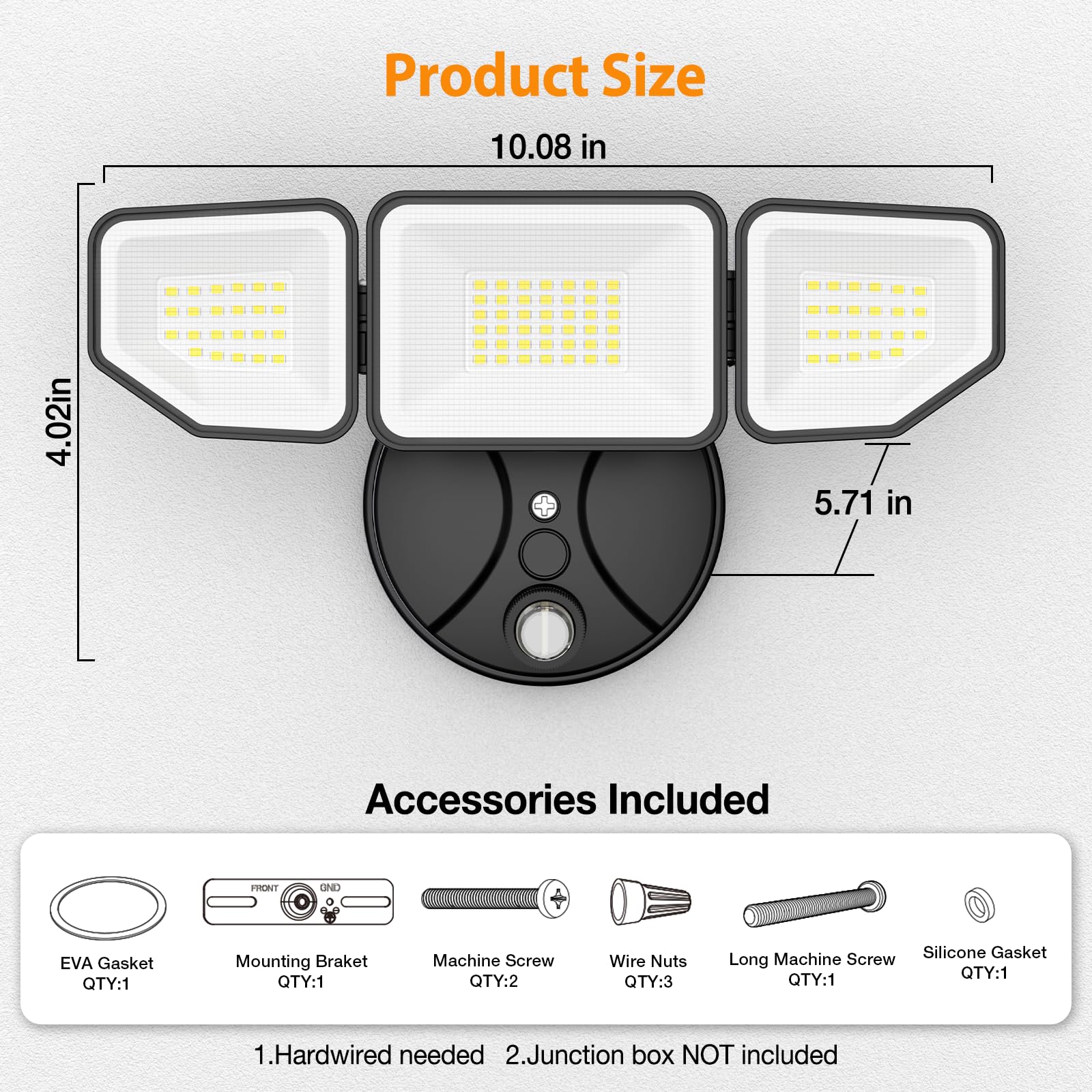 Meloght wide-area security light enhances nighttime visibility around outdoor entry points.