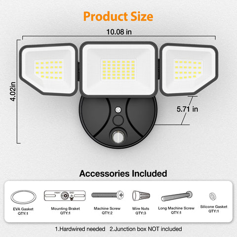 Meloght wide-area security light enhances nighttime visibility around outdoor entry points.