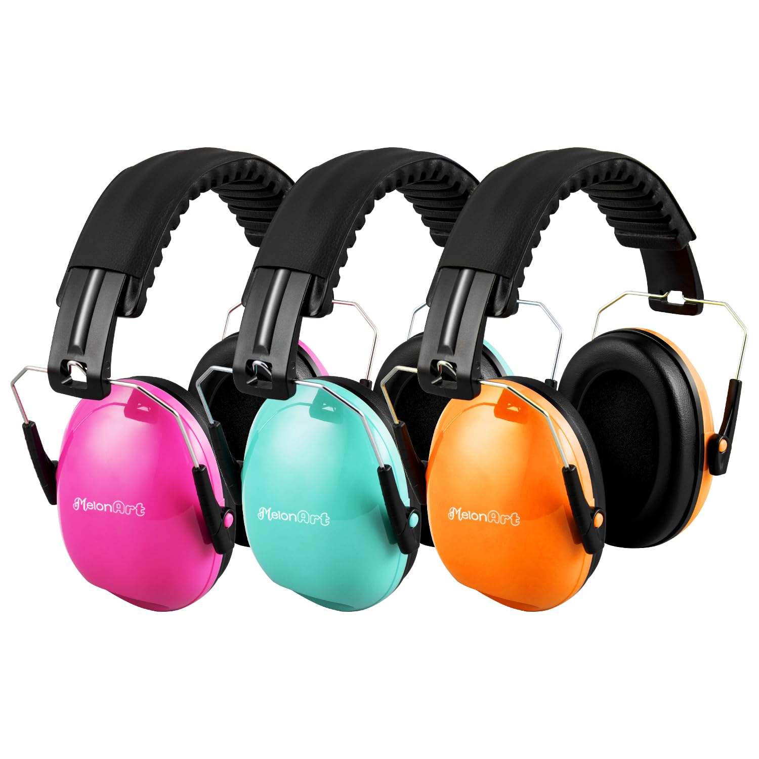 MelonArt Kids Ear Protection front view showing 27dB noise reduction in action