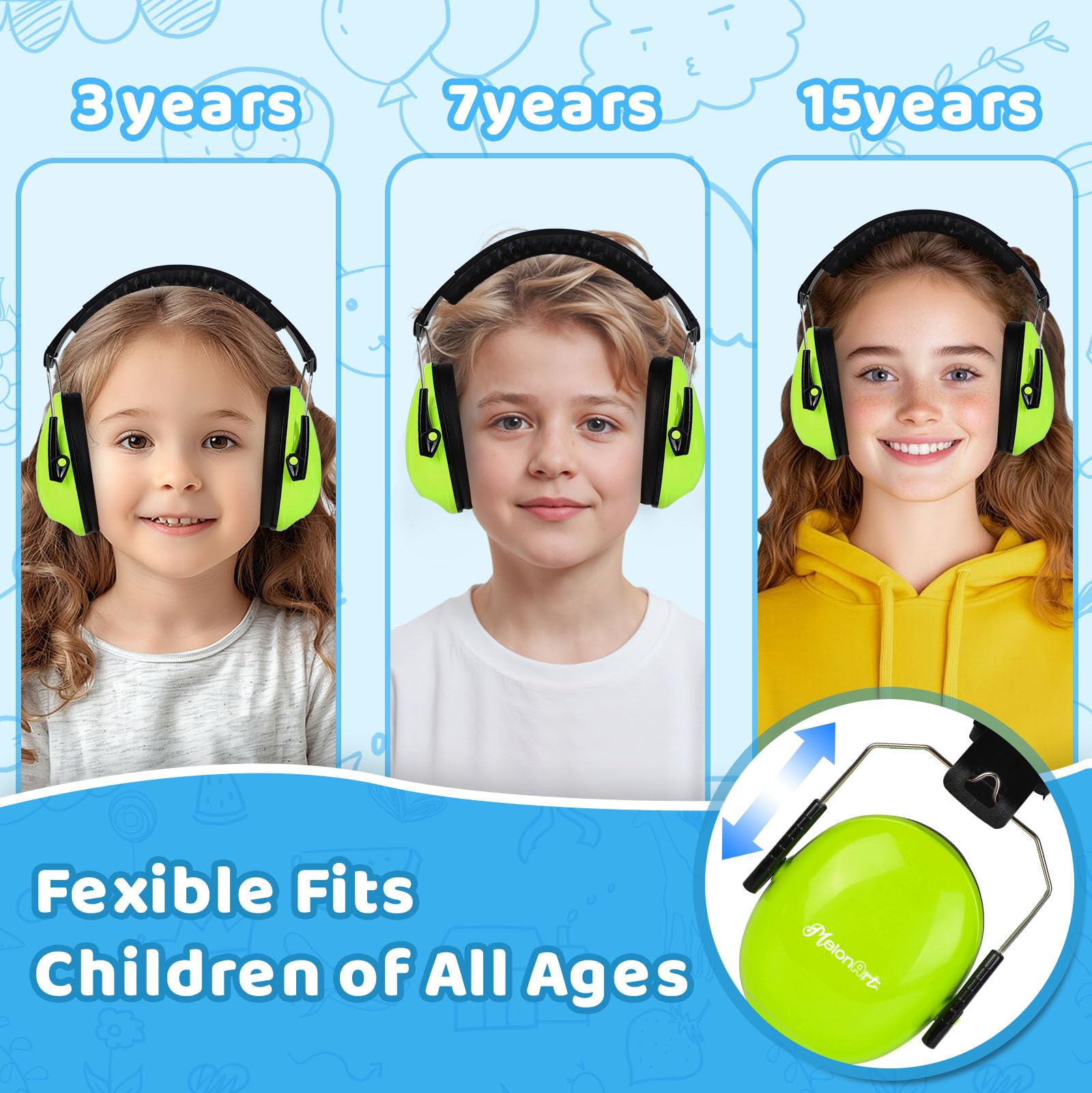 MelonArt Kids Noise Cancelling Headphones travel case included for packing.