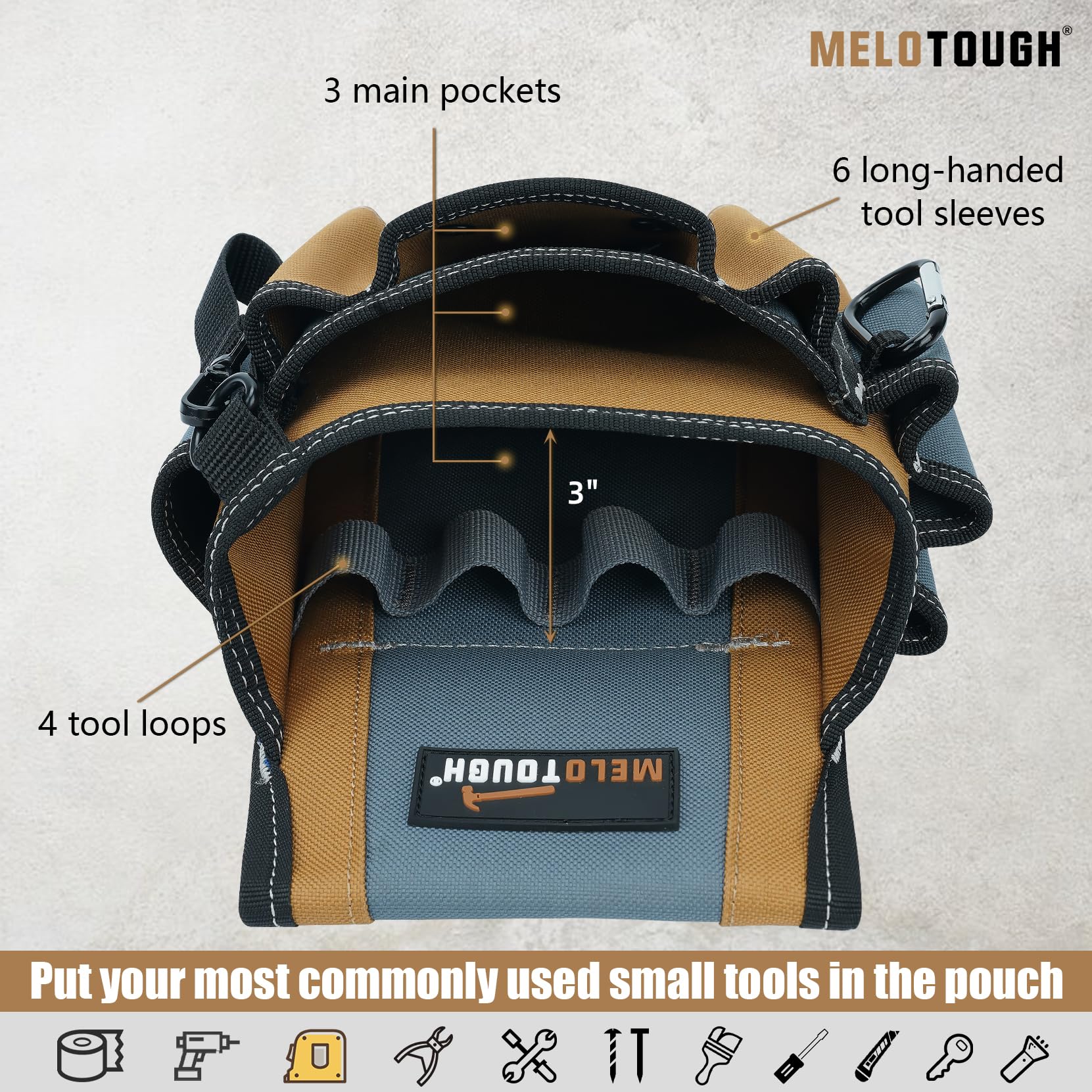 MELOTOUGH 13-pocket tool pouch keeps essential tools organized and within reach