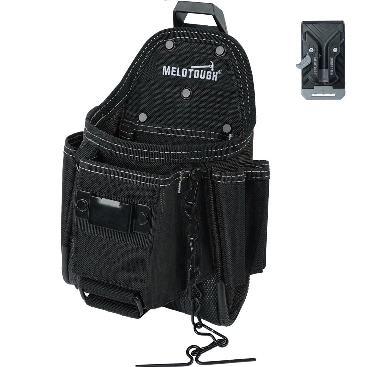 MELOTOUGH belt clip attachment enables quick access on the job